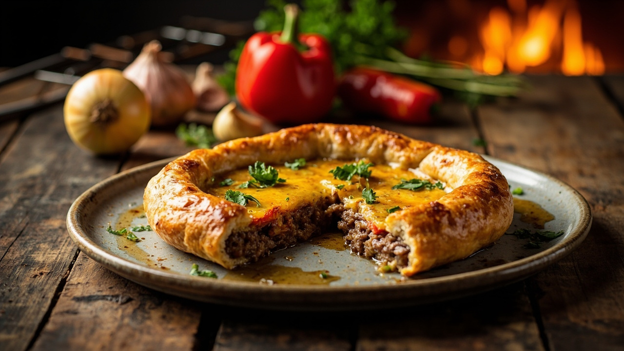 Crispy Shortcrust Tart with Beef and Smoky Peppers