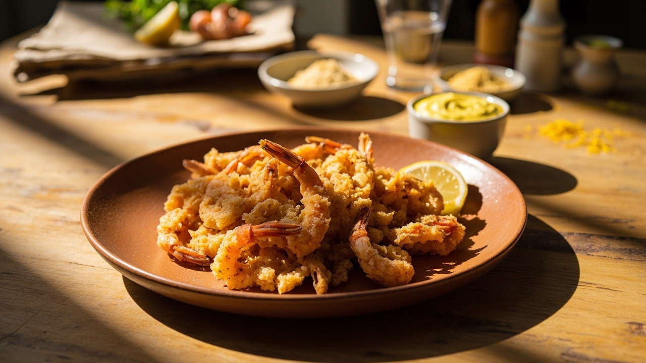 Crispy Shrimp Tapa with Almond Flour and Saffron
