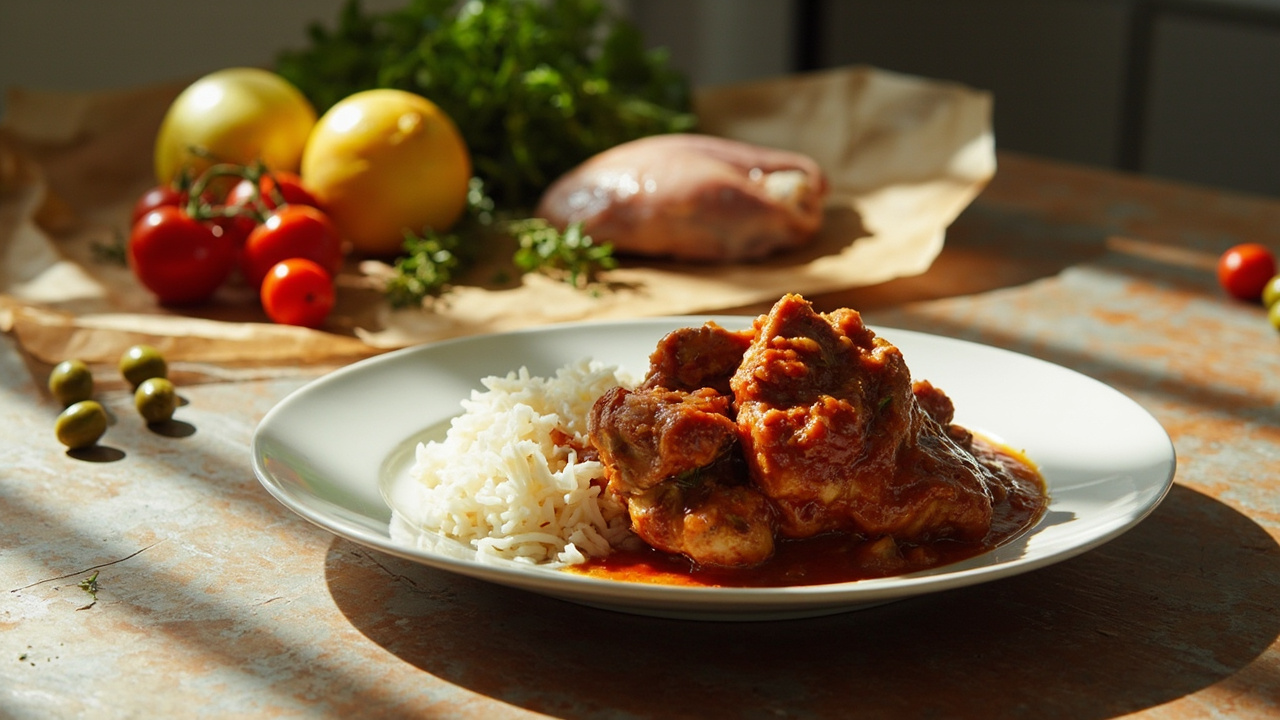 Cuisses de Poulet Braisées aux Olives et Tomates