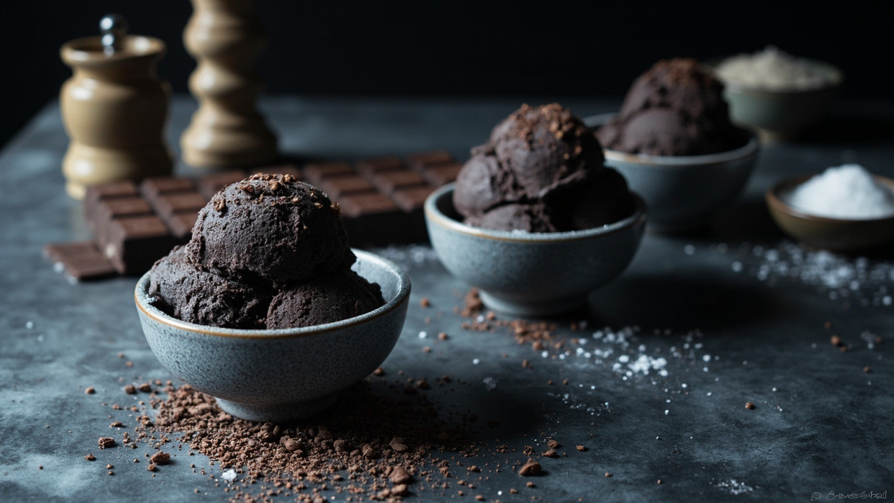 Dark Chocolate Sea Salt Ice Cream with Black Pepper