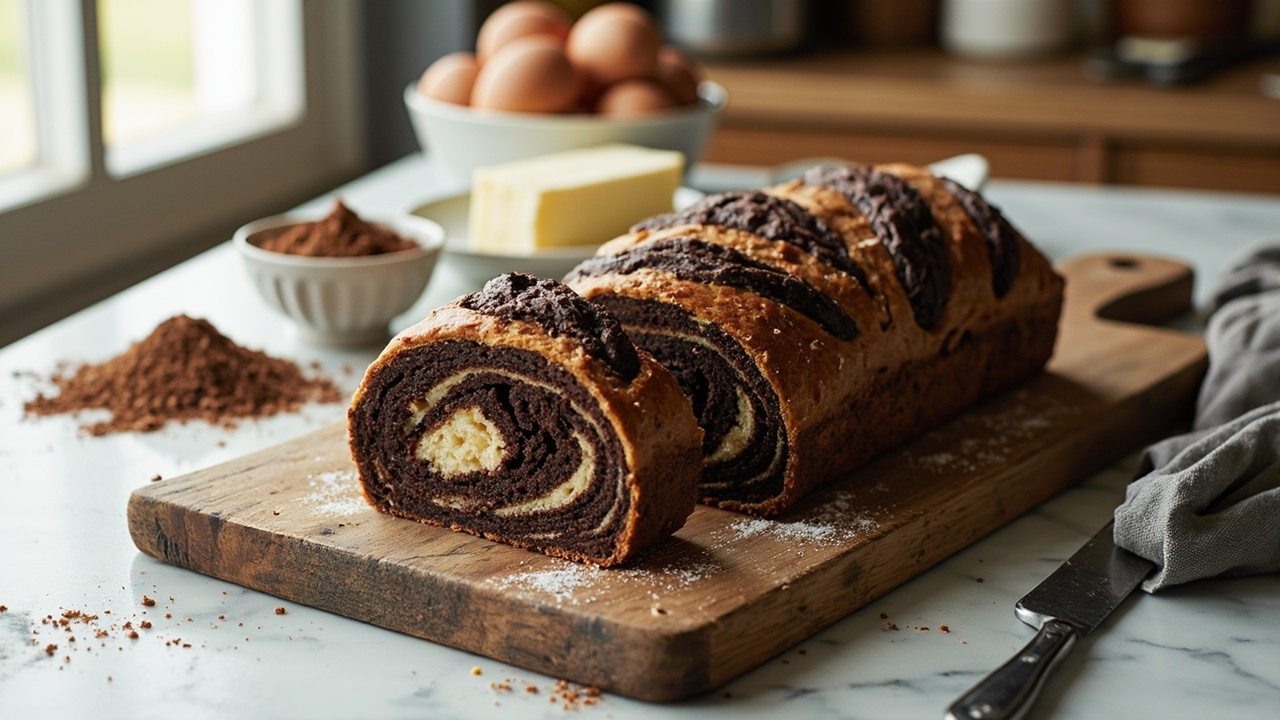Dark Cocoa Hazelnut Brown Butter Babka