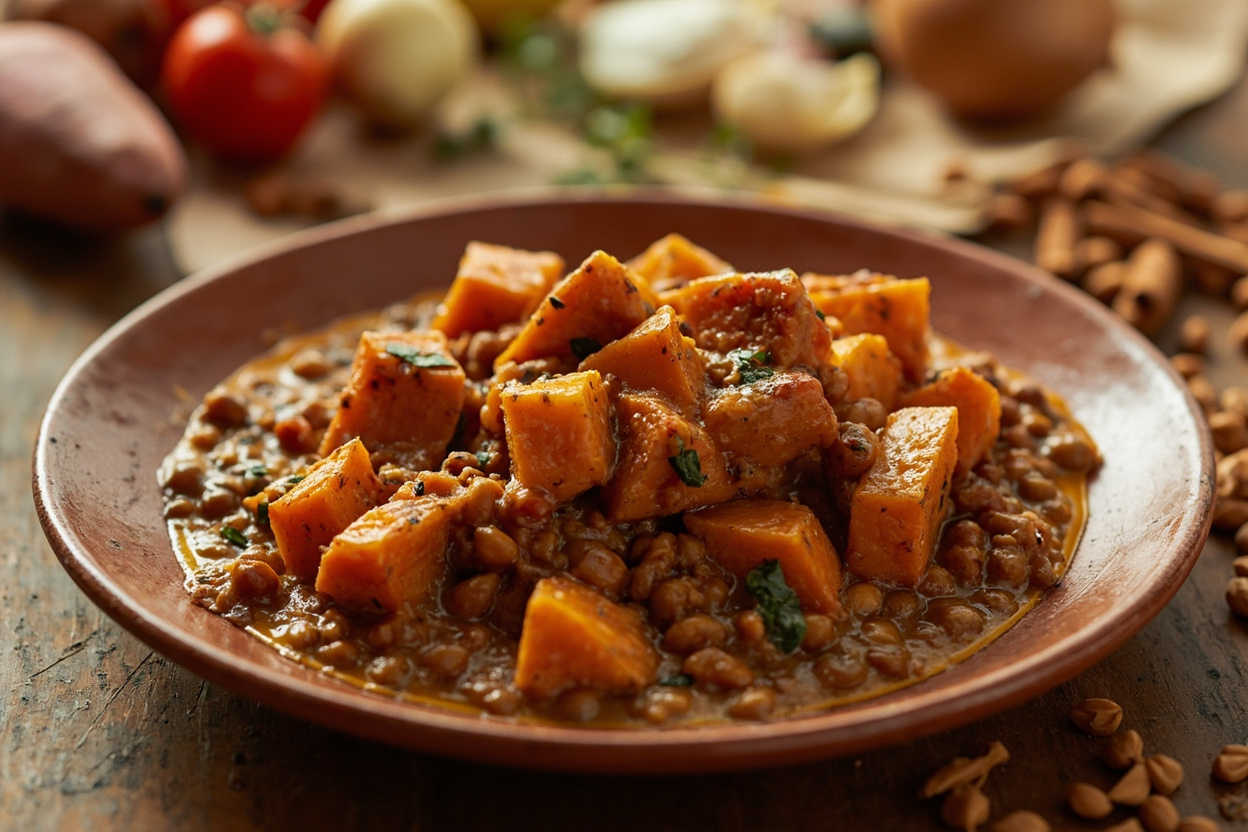 Earthy Sweet Potato and Lentil Tagine
