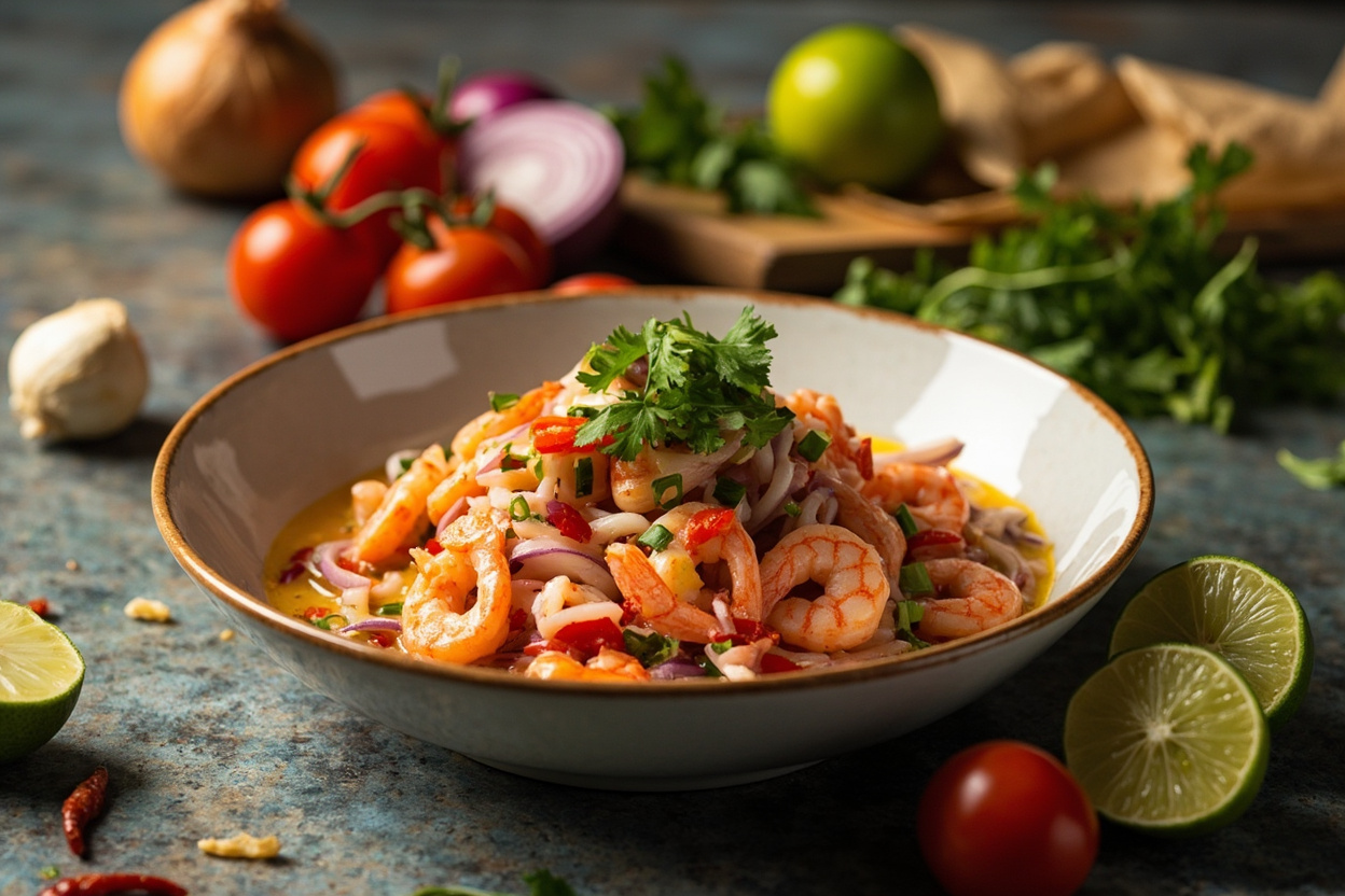 Ecuadorian Shrimp Ceviche with Tomato and Red Onion