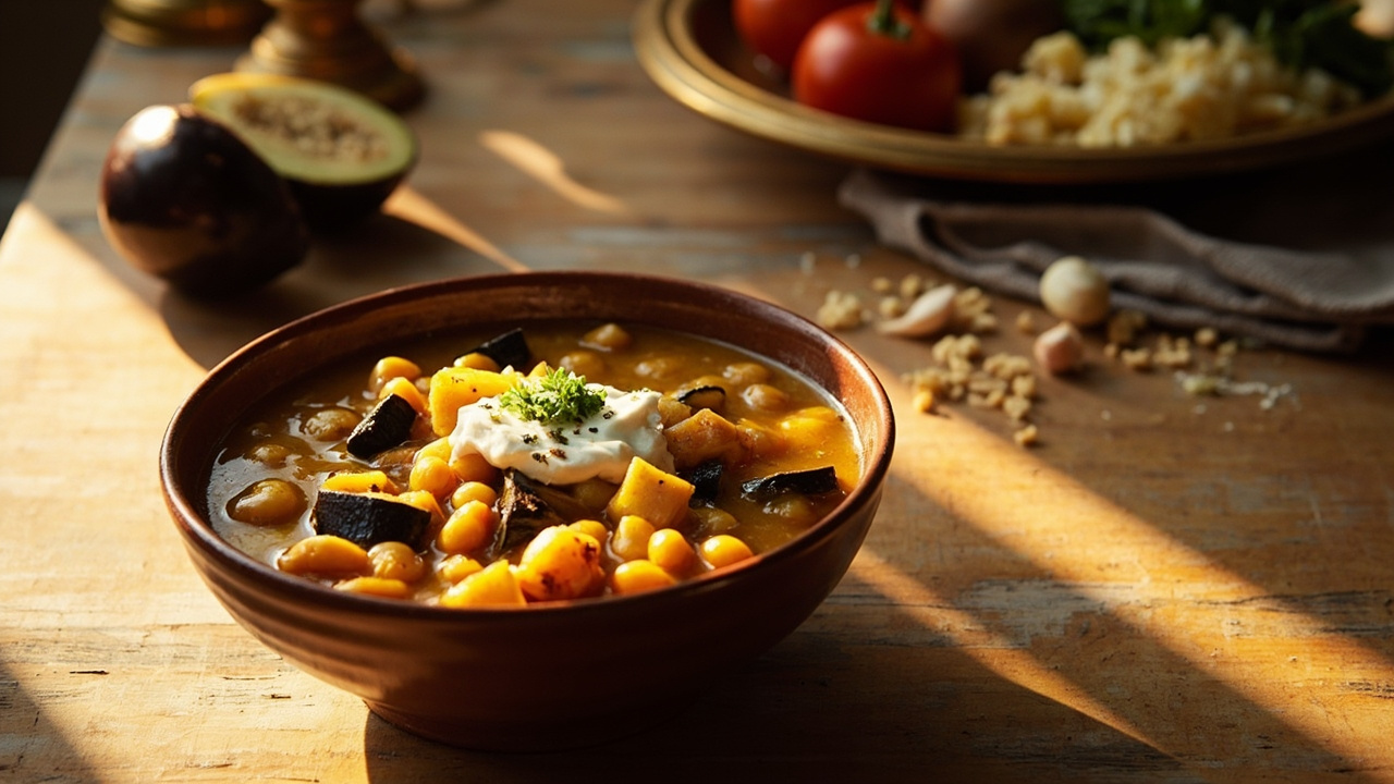 Eggplant and Chickpea Stew with Saffron