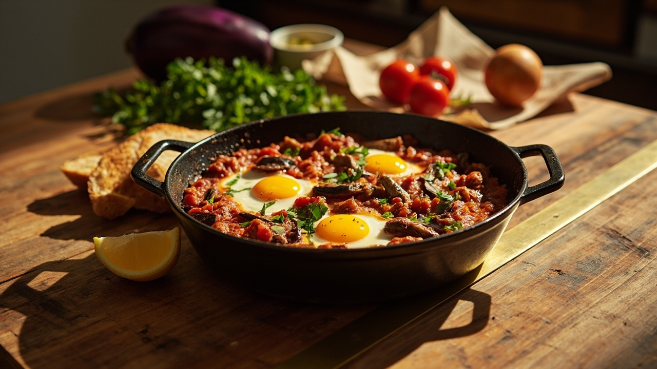 Eggplant & Tomato Shakshuka with Cumin and Fresh Parsley