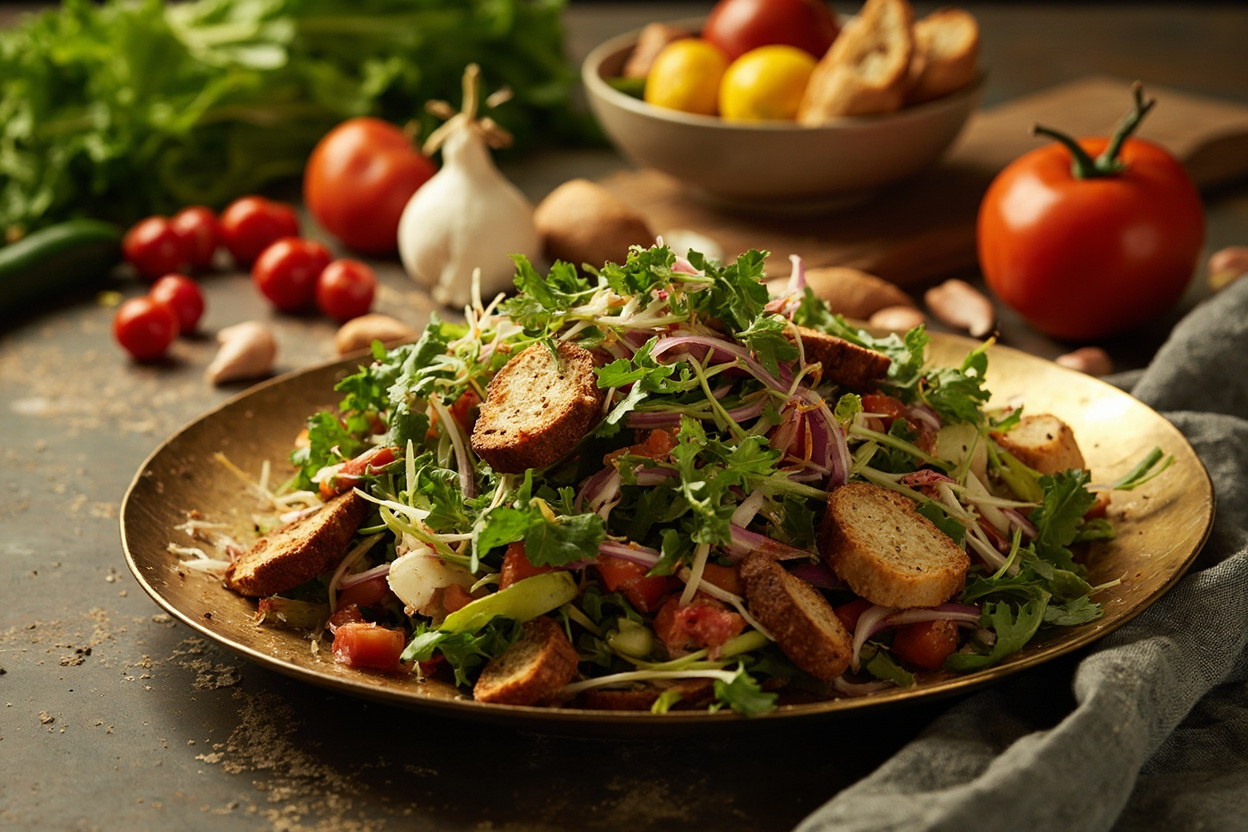 Fattoush with Crisp Toasted Bread