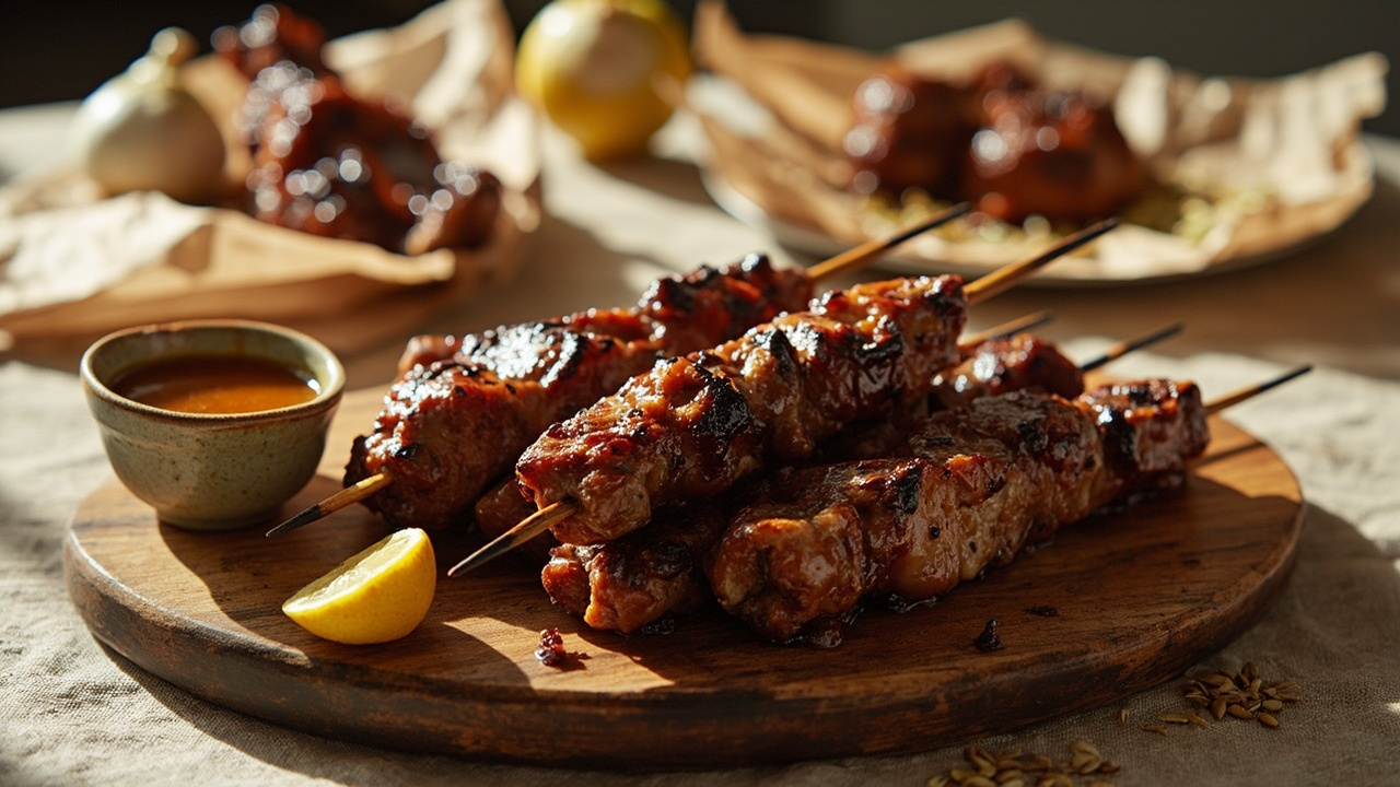 Fennel Seed–Glazed Lamb Chop Skewers with Honey