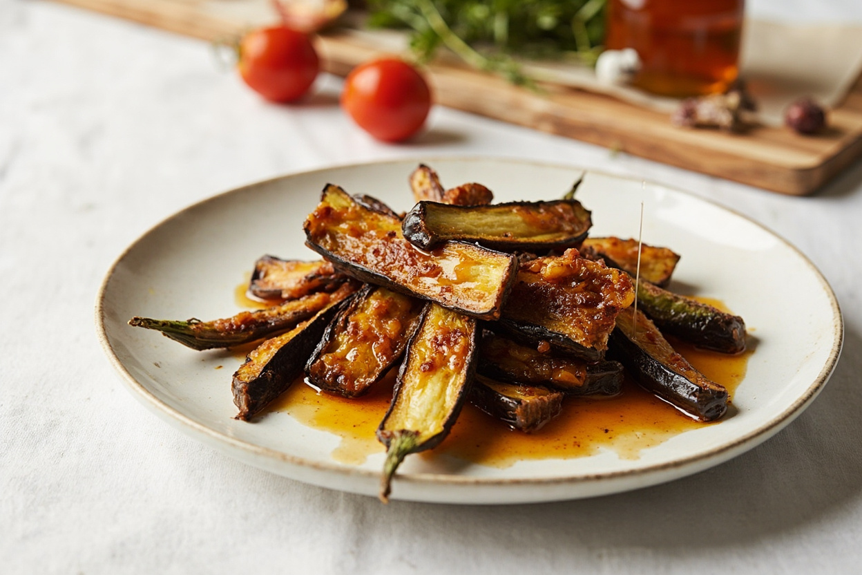 Fried Eggplant Drizzled with Honey