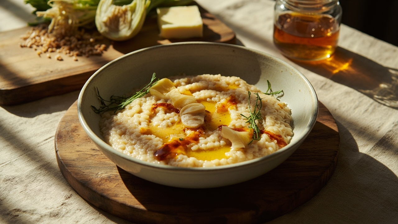 Galician Buckwheat Porridge with Caramelized Fennel and Honey