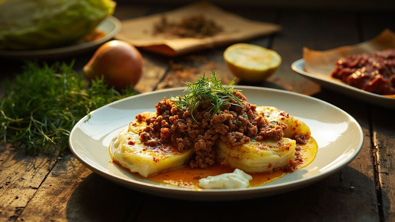 Garlic Butter Cabbage Steaks with Ground Beef and Paprika