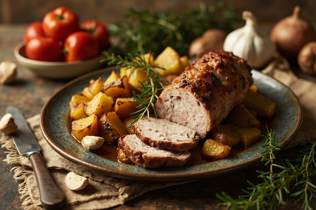 Garlic-Roasted Pork Loin with Potatoes
