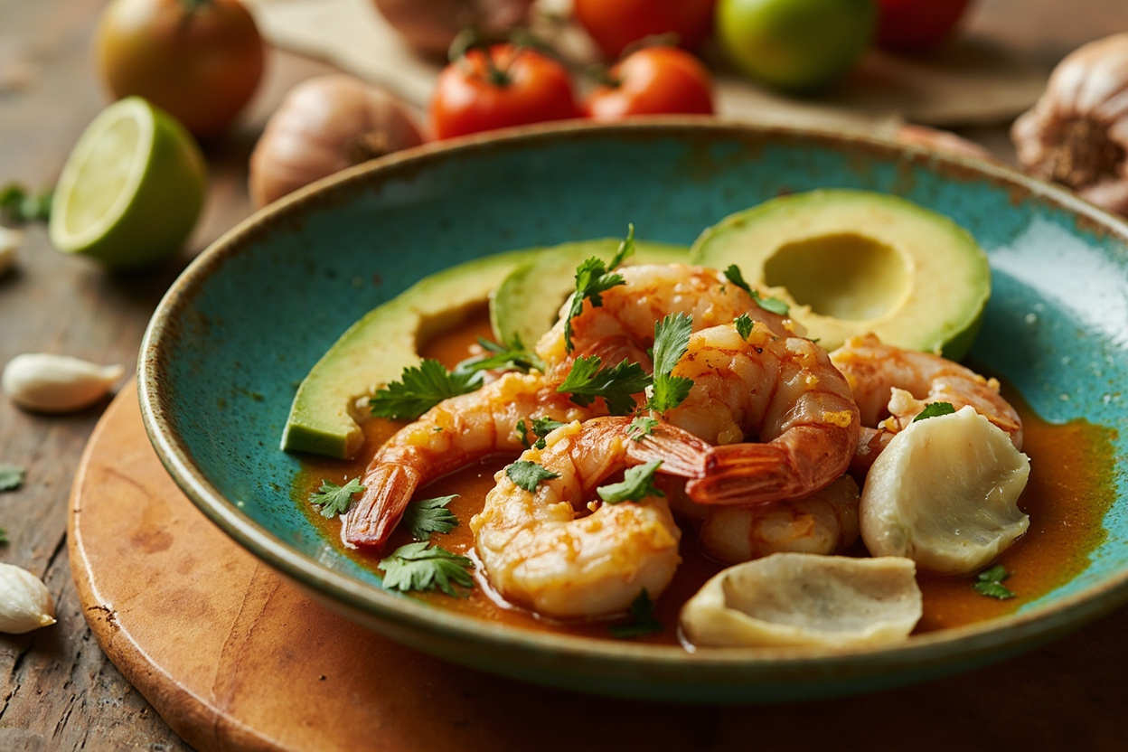 Garlic Shrimp with Avocado and Lime
