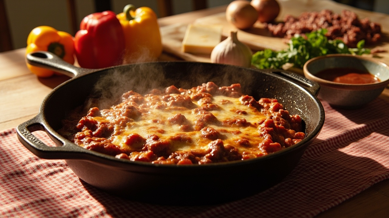 Garlicky Beef and Pepper Bake