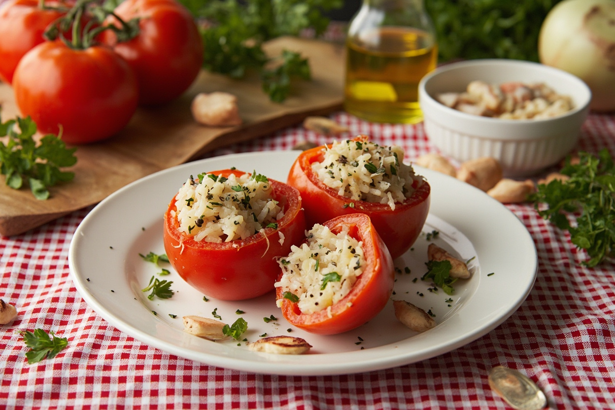Gemista Stuffed Tomatoes with Herbed Rice