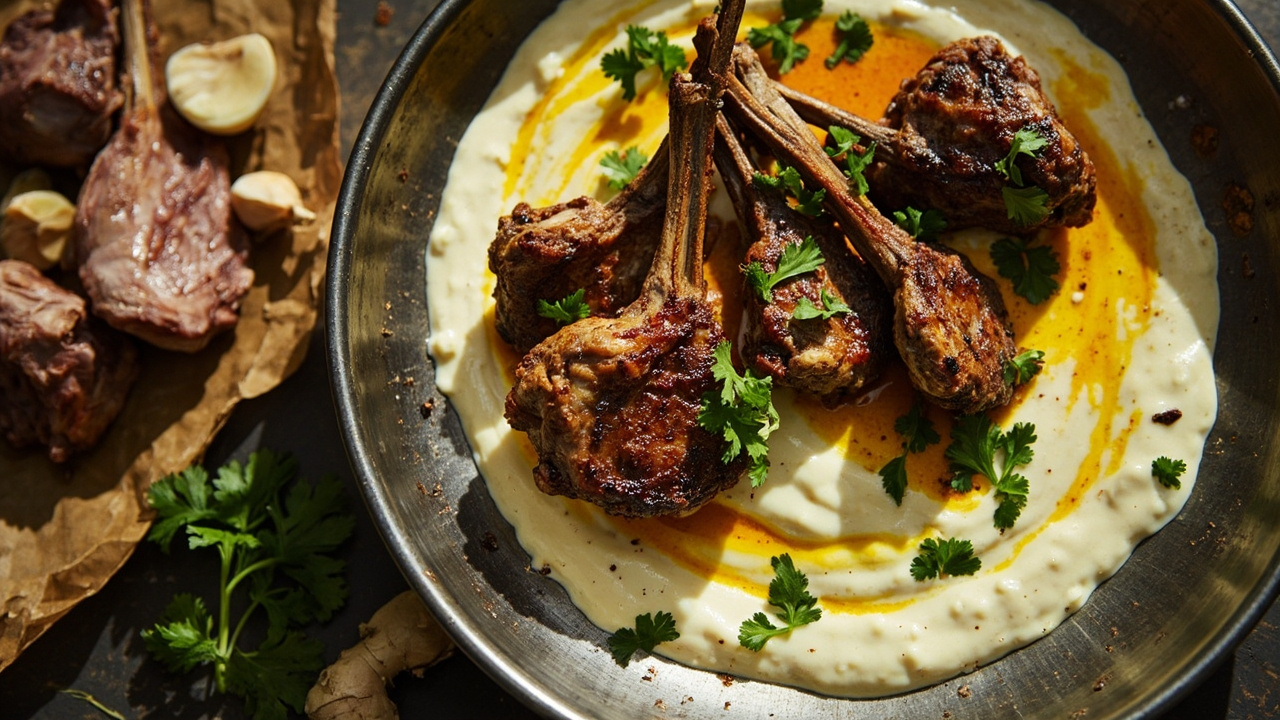 Ghee-Tempered Lamb Chops with Turmeric Yogurt