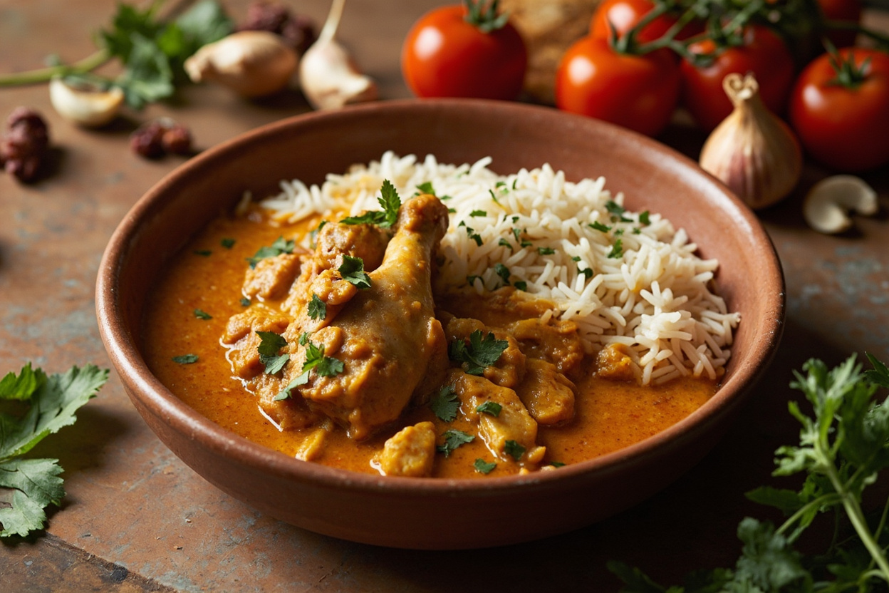 Ginger-Garlic Chicken Curry over Basmati