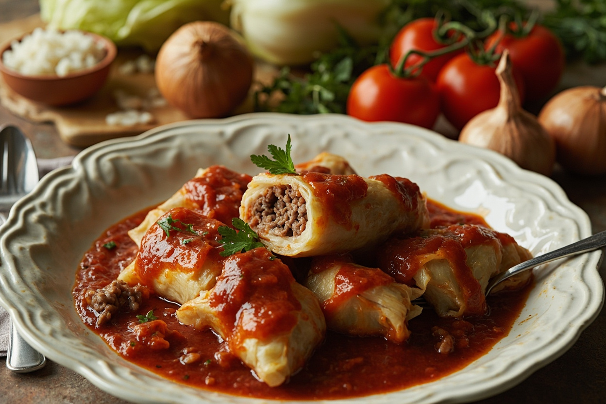 Gołąbki: Beef and Rice Cabbage Rolls