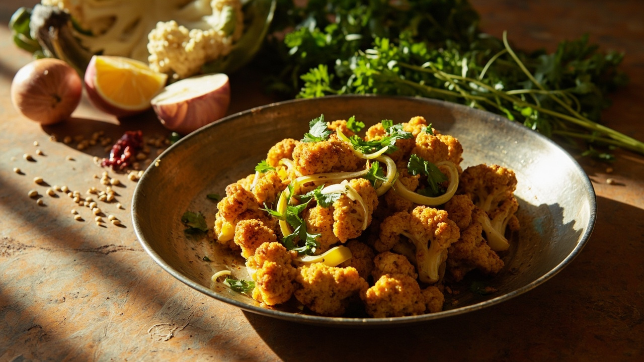 Gobi Masala — Roasted Cauliflower with Turmeric and Fresh Cilantro