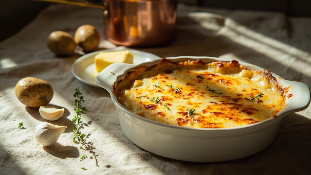 Golden Potato Gratin with Garlic and Thyme