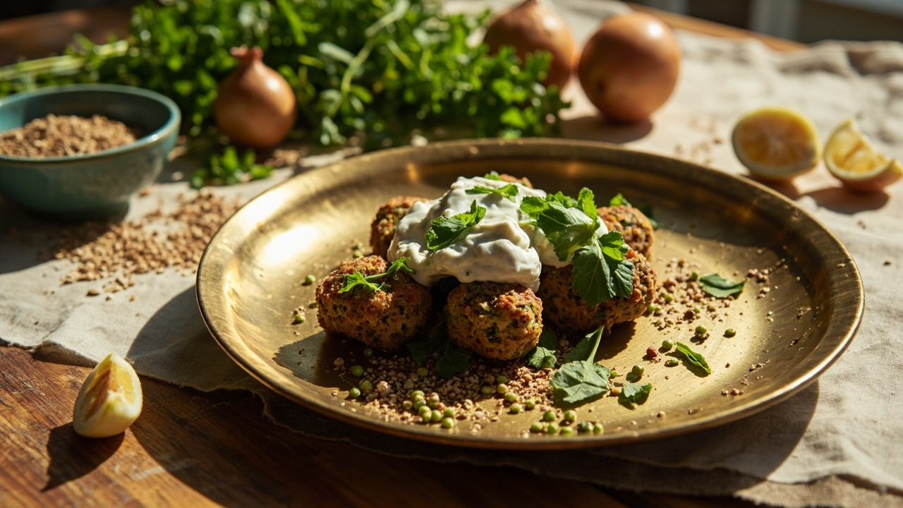 Green Lentil Kofta with Za'atar and Mint Yogurt