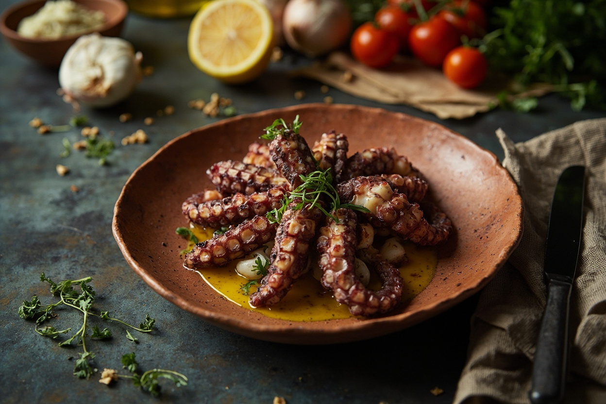 Grilled Octopus with Garlic Parsley Oil