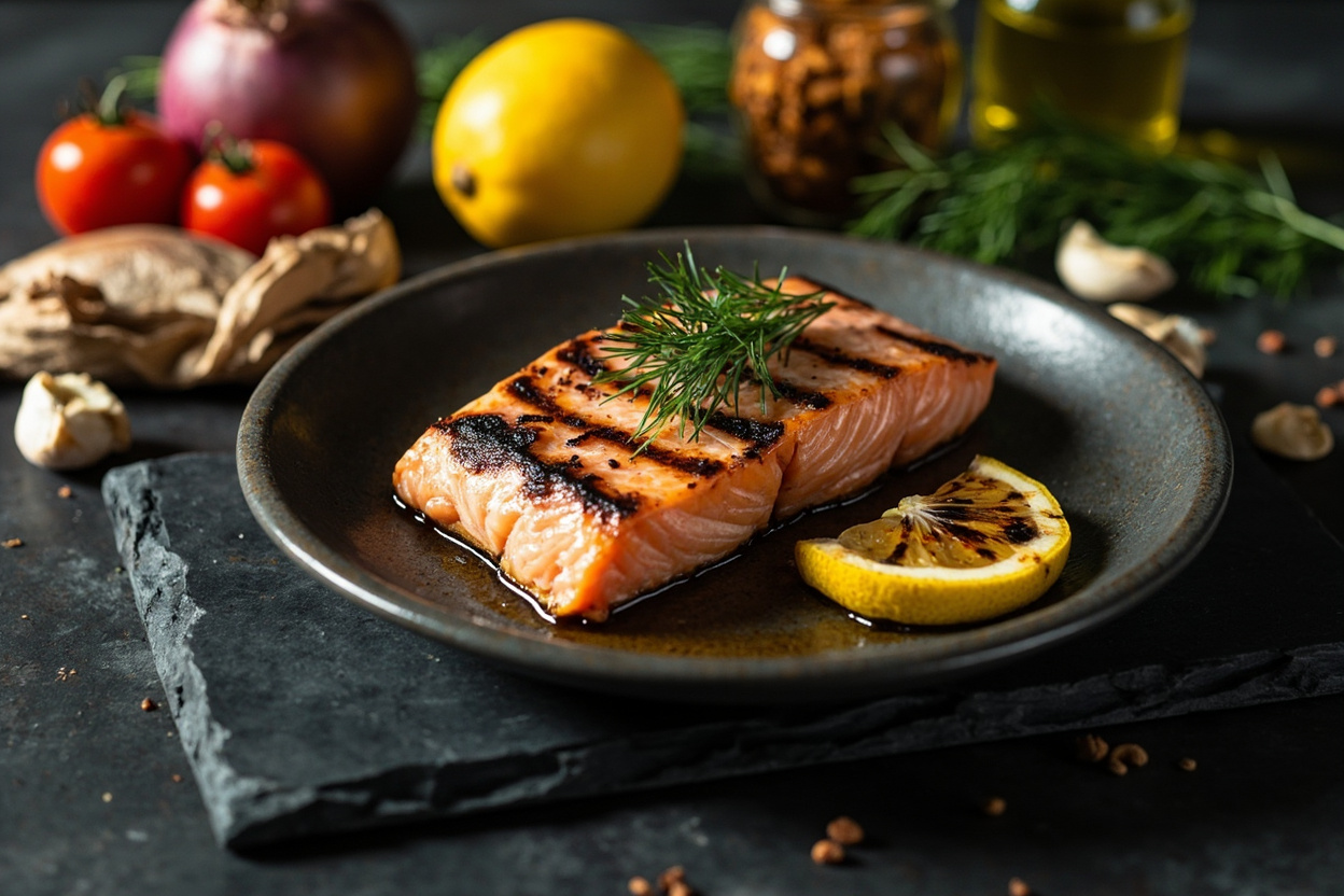 Grilled Salmon with Charred Lemon and Dill