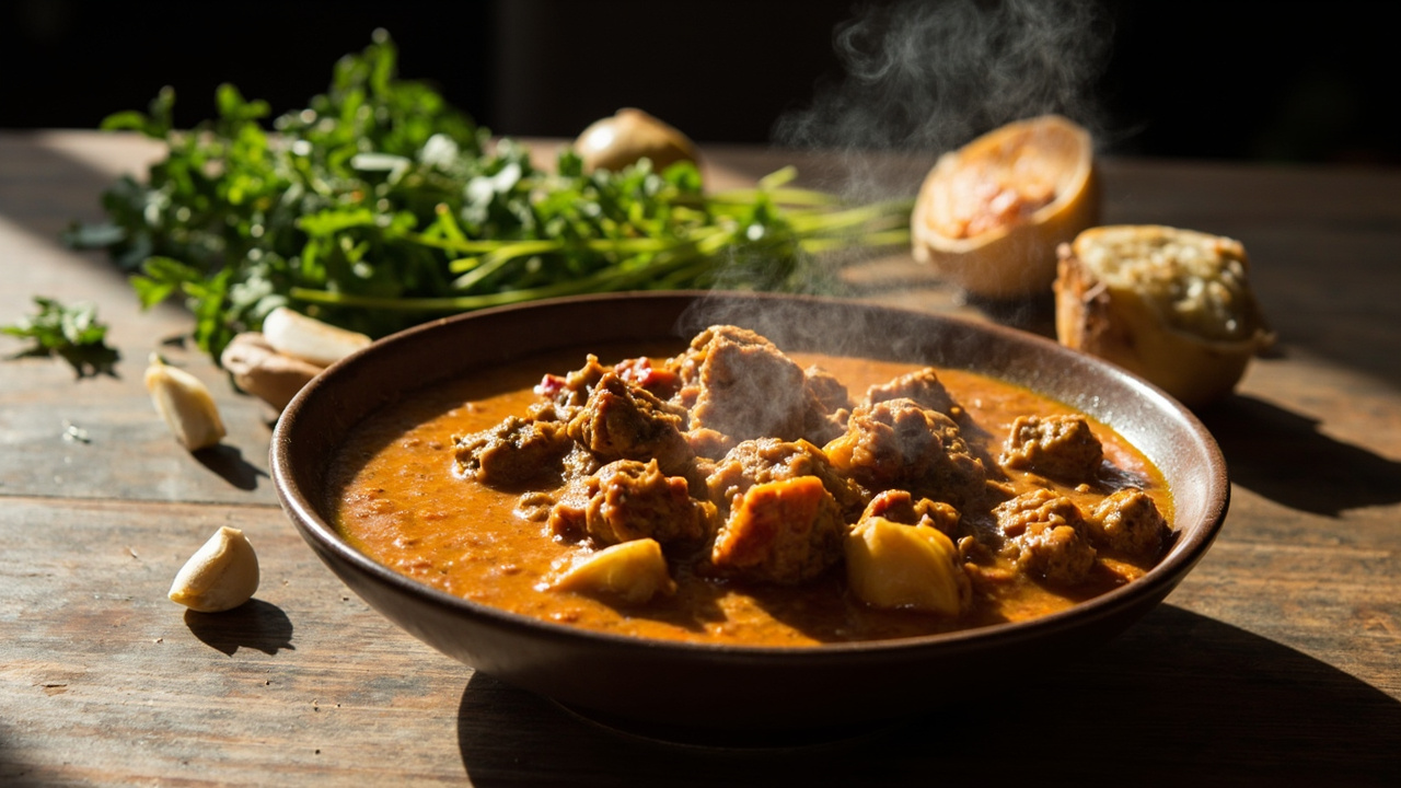Ground Beef and Potato Curry, Cayenne and Yogurt