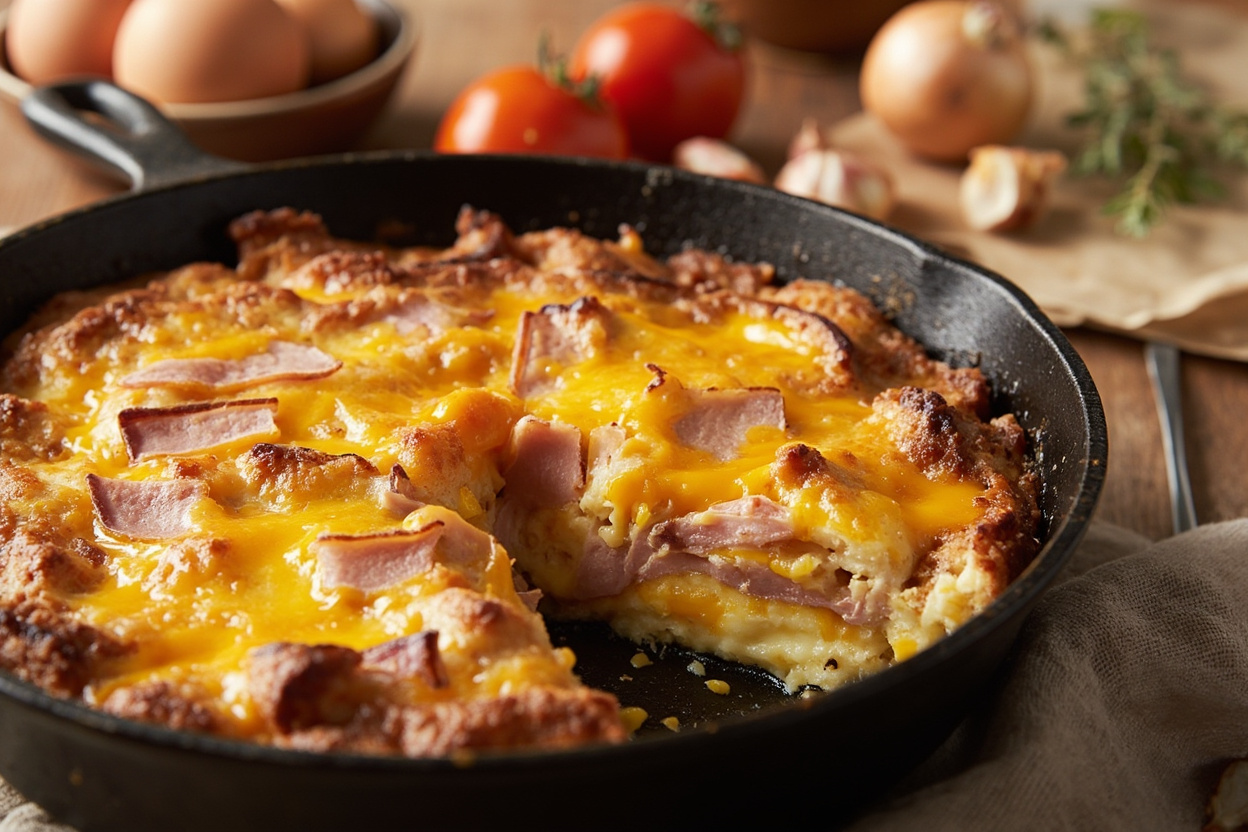 Ham and Cheddar Breakfast Strata
