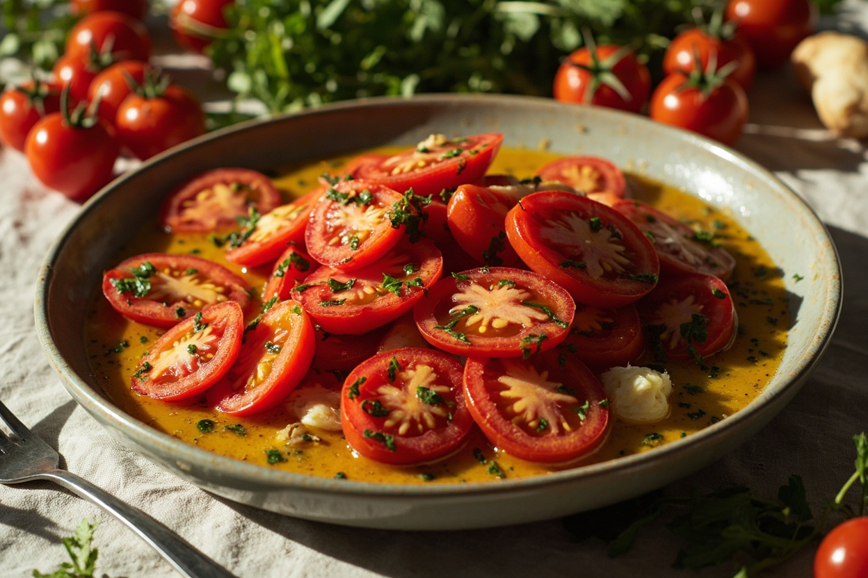 Herb Oil and Tomato Salad