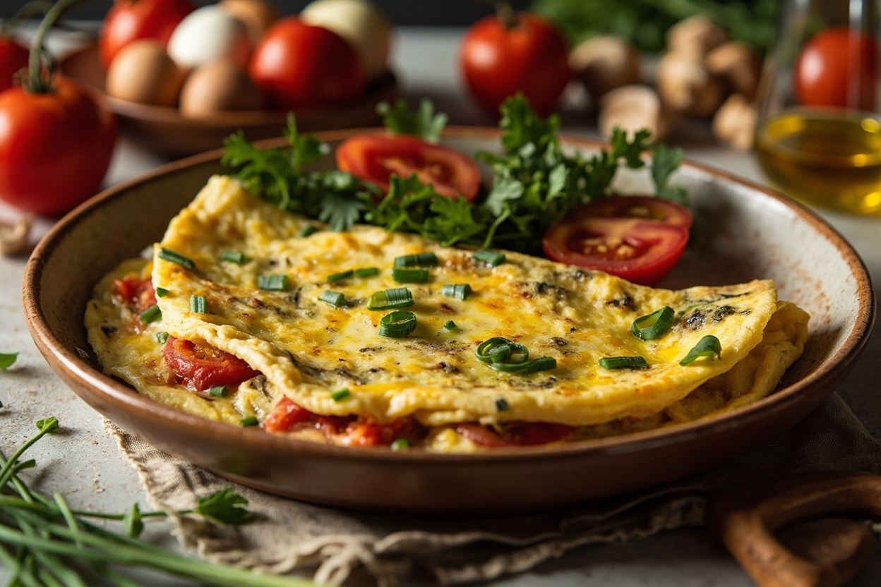 Herb Omelette with Tomato and Chives