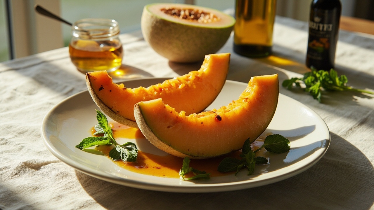 Honey-Roasted Cantaloupe with Fresh Mint