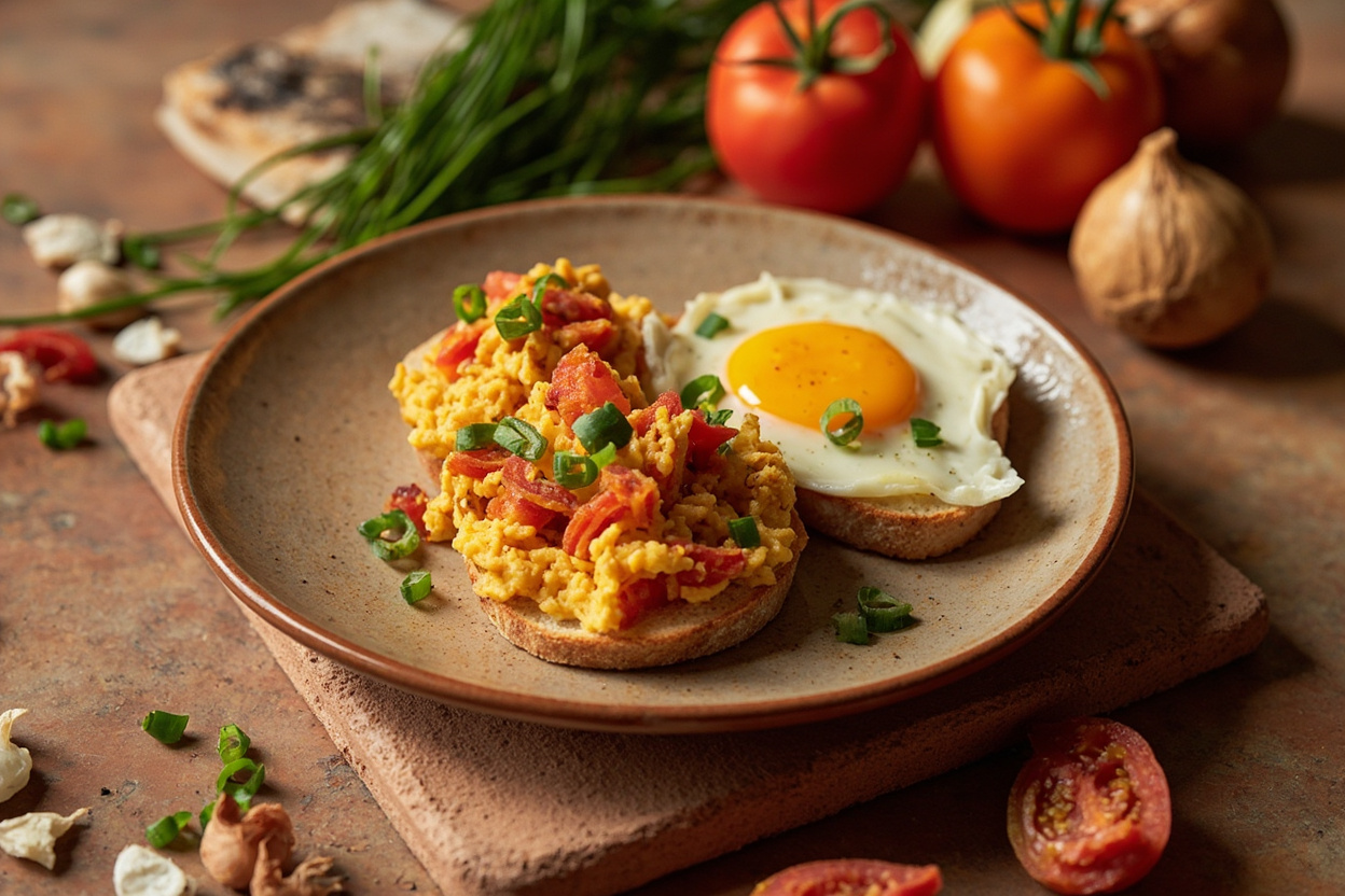 Huevos Pericos Tomato Scramble on Toast