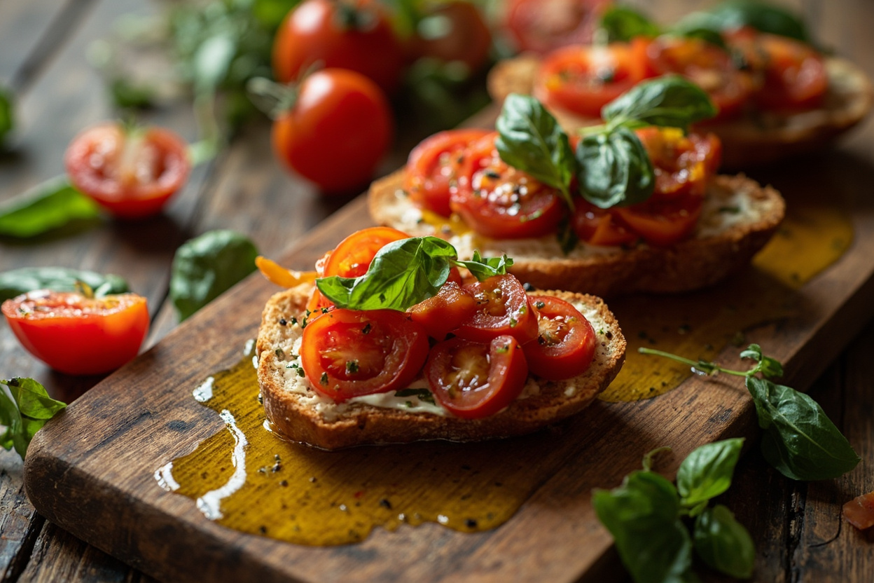 Improvised Olive Oil and Tomato Bruschetta