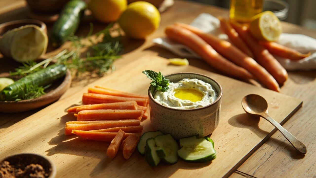 Improvised Yogurt and Herb Dip with Grid Rows