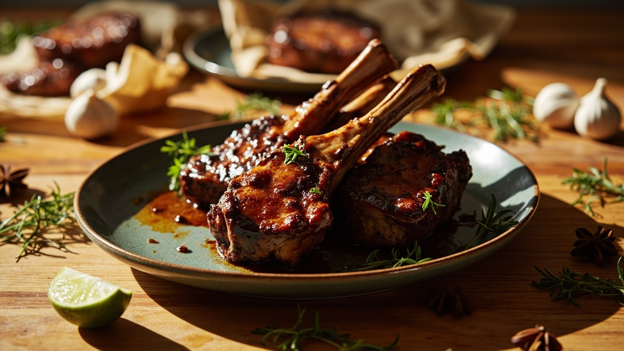 Jerk-Glazed Lamb Chops with Star Anise