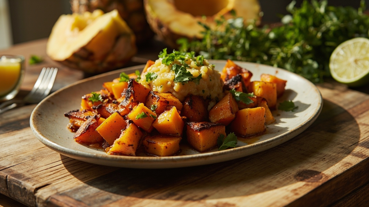 Jerk Roasted Butternut Squash with Pineapple Chutney