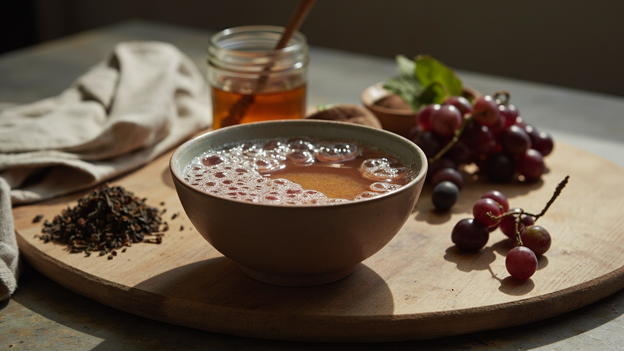 Jun SCOBY Tea with Wild Grape and Honey