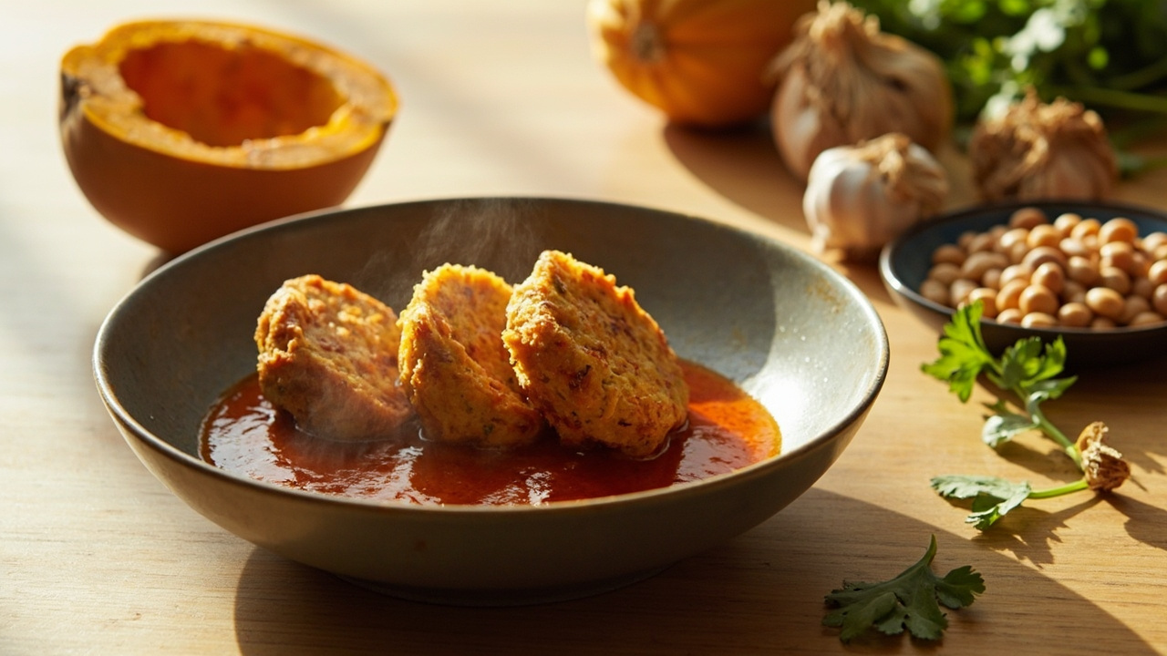 Korean-Inspired Pinto Bean and Butternut Squash Fritters with Smoked Paprika Soy Dip