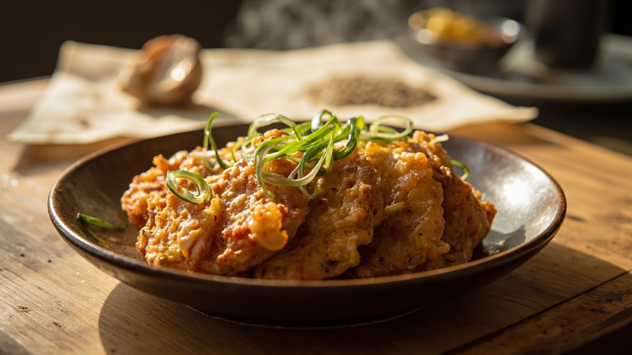 Korean-Style Pinto Bean Fritters with Soy and Sesame