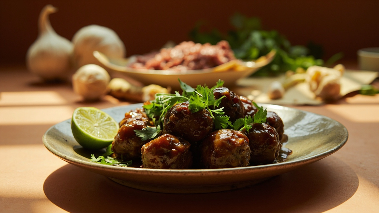 Kroeung-Inspired Beef Meatballs with Black Pepper and Fresh Herbs