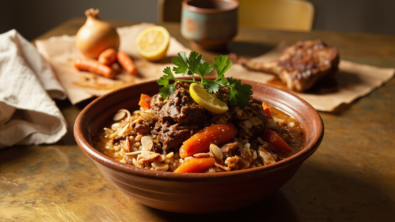 Lamb and Carrot Tagine with Cumin, Paprika and Almonds