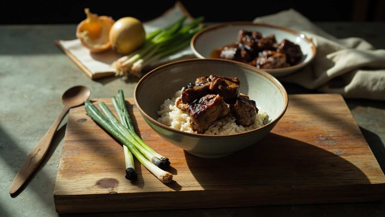 Lamb and Rice Bowl with Charred Scallion