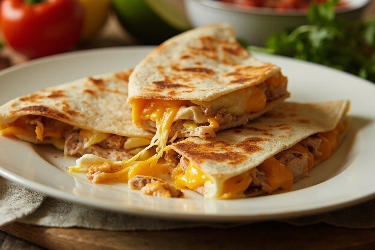 Leftover Chicken and Cheese Quesadilla