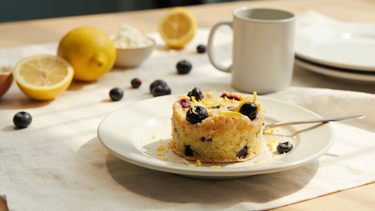 Lemon Blueberry Almond Flour Mug Cake