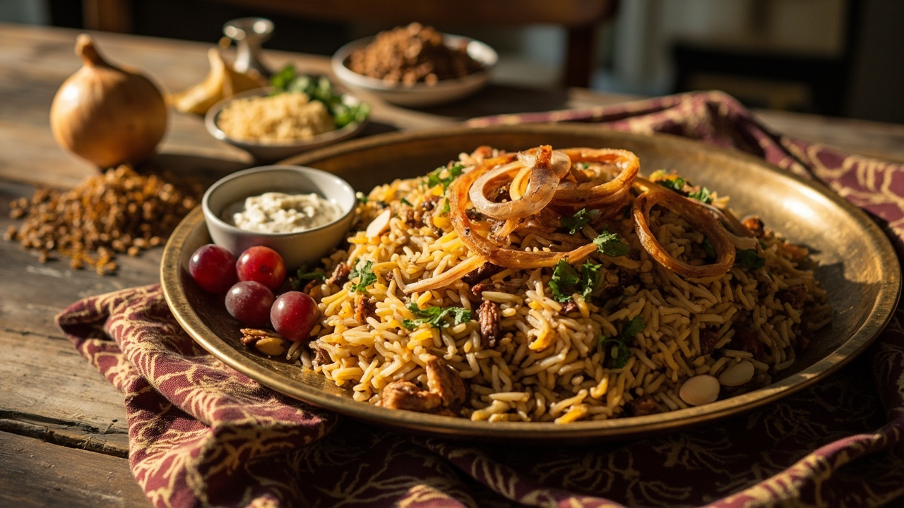 Lentil and Rice Pilaf with Caramelized Onions