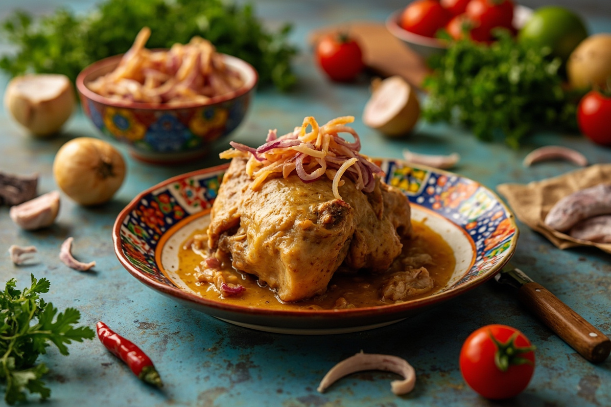 Lime-Braised Chicken with Pickled Onions