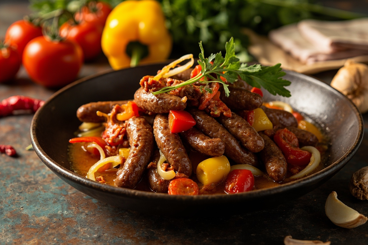 Linguiça com Pimentões Sausage Pepper Skillet