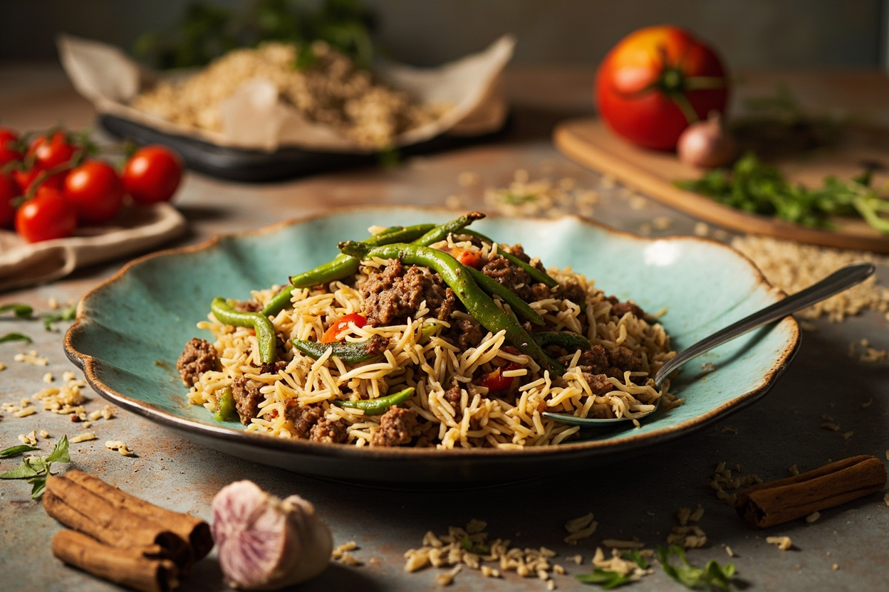 Loobia Polo: Green Bean and Beef Rice