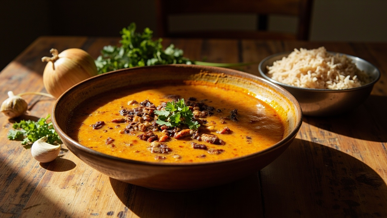 Maa's Chilled Dal: Overnight-Soaked Red Lentils with Cumin and Charred Onion