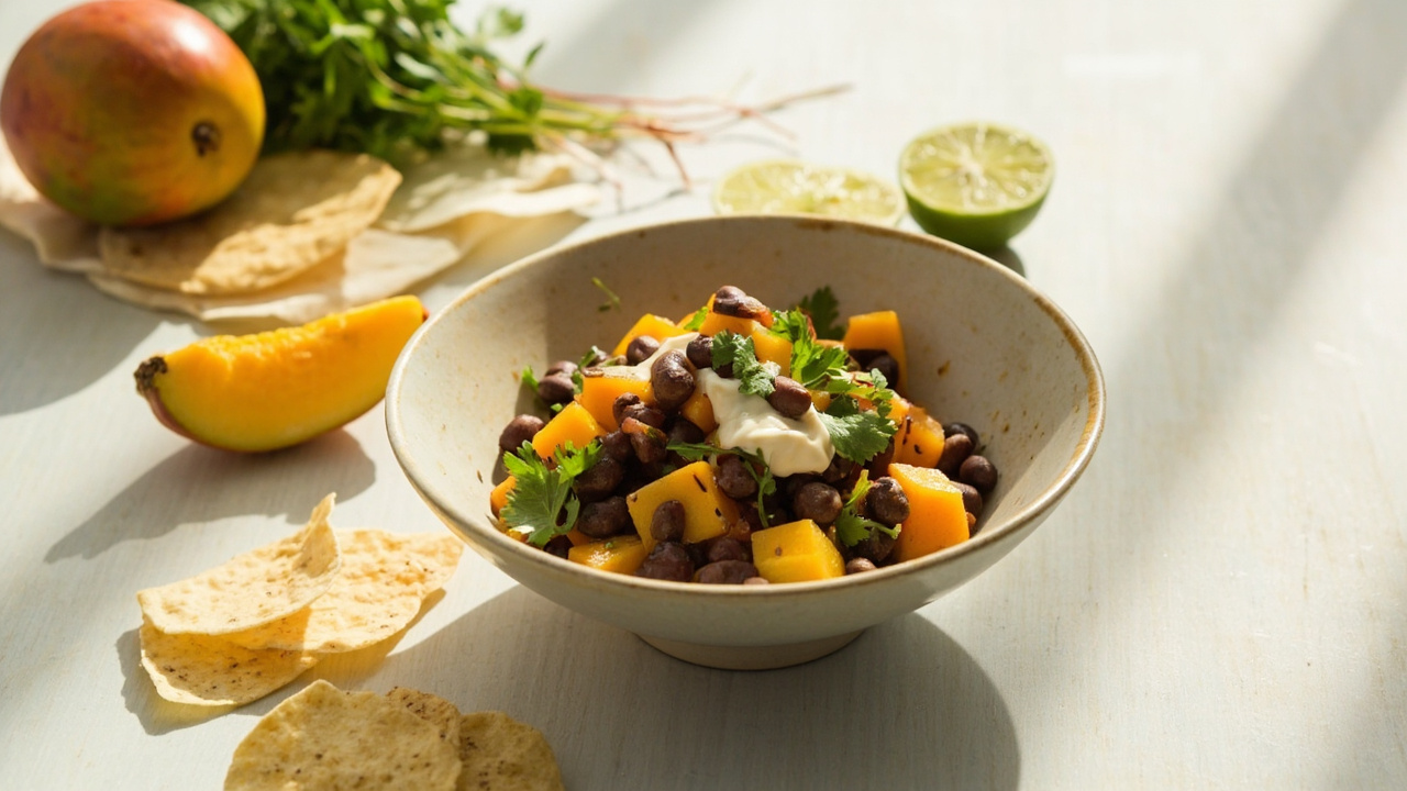 Mango Black Bean Salsa with Tortilla Chips
